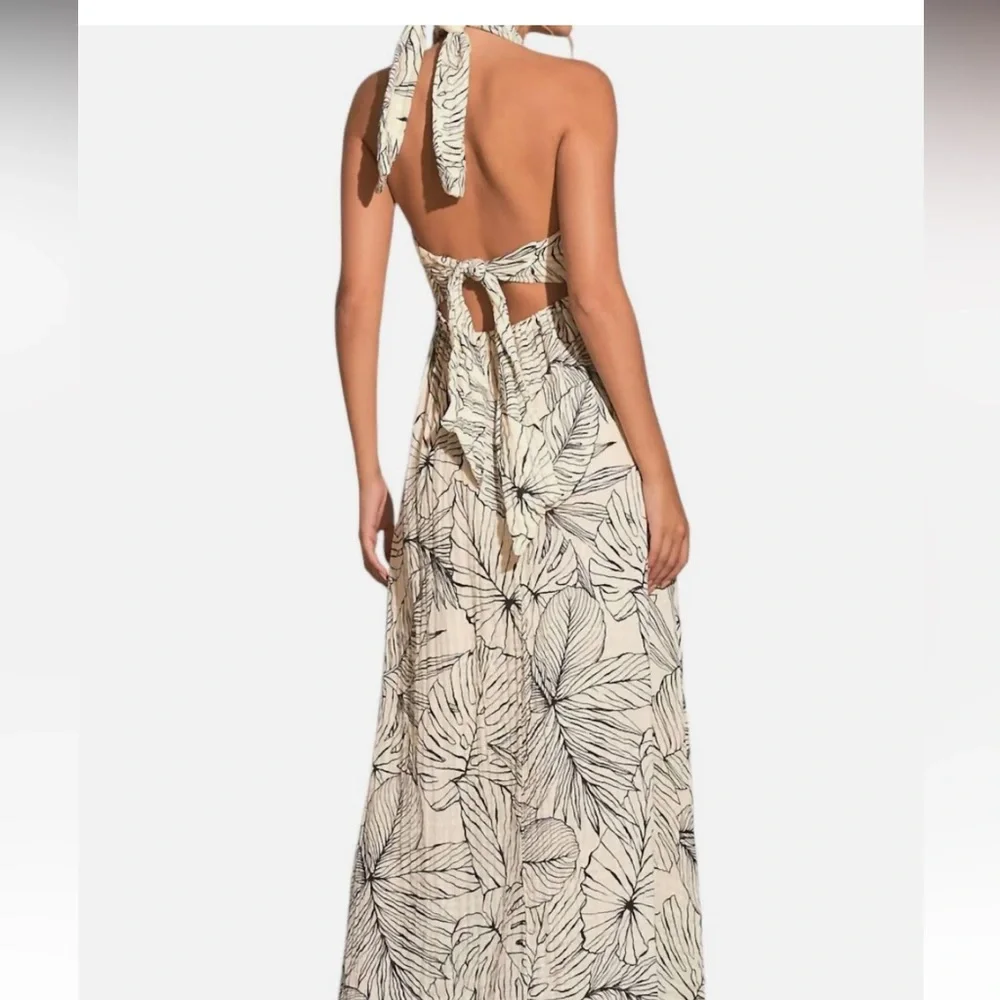 ELAN Criss Cross Maxi Dress Cream & Black Size M - Picture 7 of 11